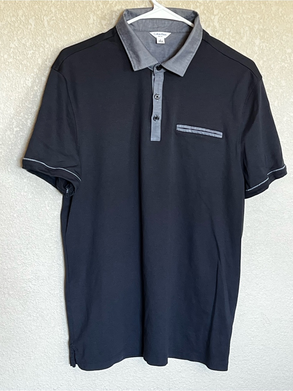 Calvin Klein Men’s Navy Polo with Gray Trim